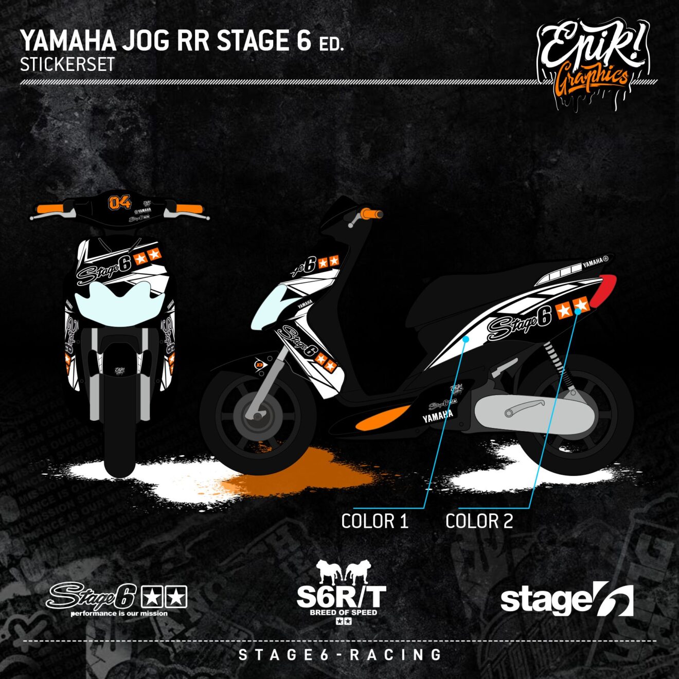 Kit Pegatinas Llantas Yamaha Jog RR Stage 6 Edition | Epik! Graphics