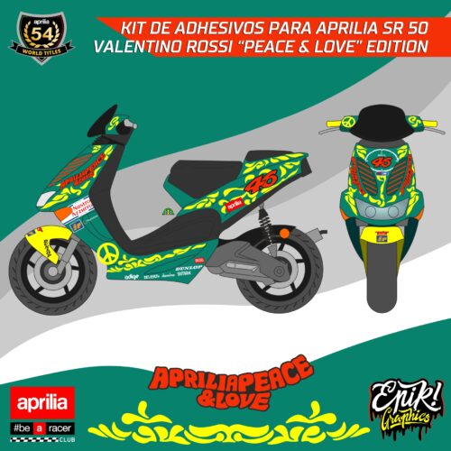Kit pegatinas Aprilia SR 50 Valentino Rossi Peace and Love